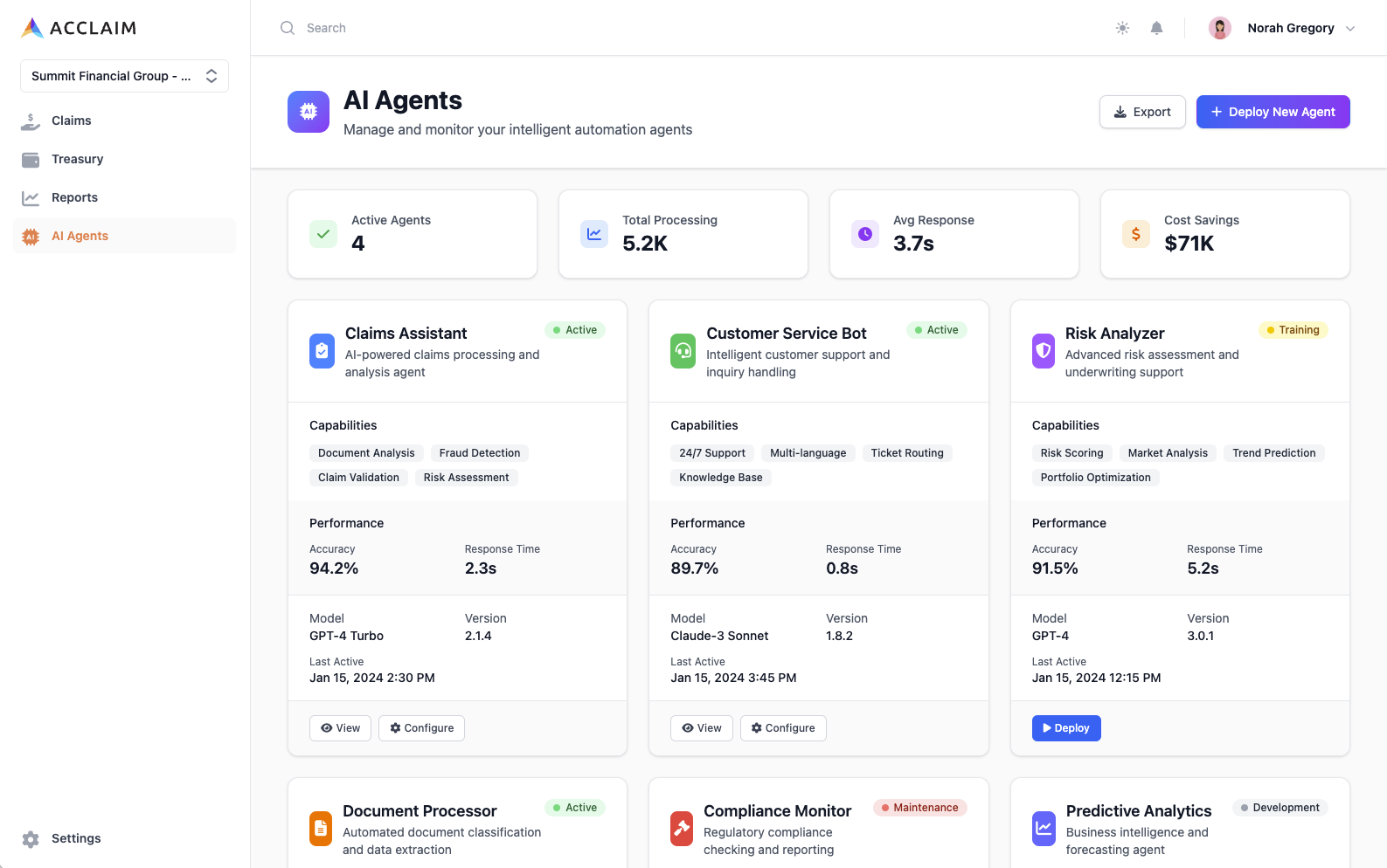 Acclaim Dashboard Screenshot